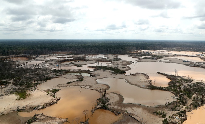 Amazonian deforestation caused by illegal mining in Madre de Dios, Peru, March 5, 2019.