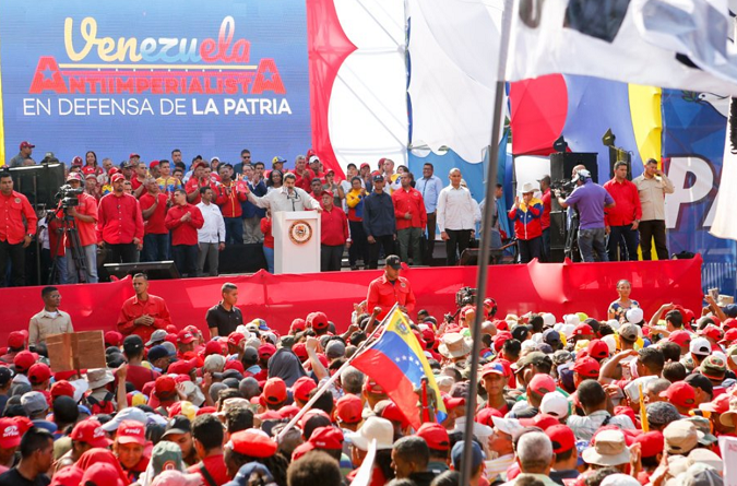 President Nicolas Maduro addresses the anti-imperialist march in Caracas, April 06, 2019