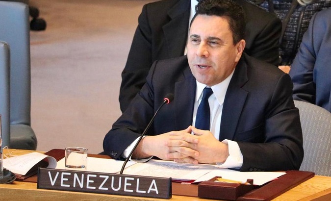 Venezuelan ambassador Samuel Moncada at the UN Security Council in New York, U.S, April 10, 2019.