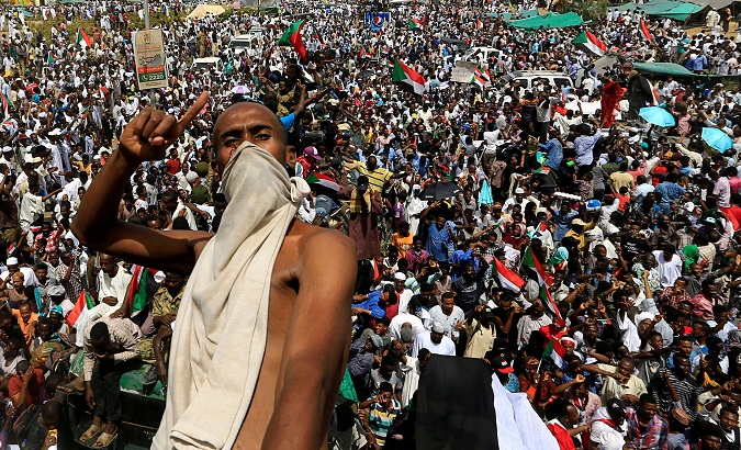Sudan protests after the  military overthrew former autocratic president Omar al-Bashir last Thursday. April 12, 2019