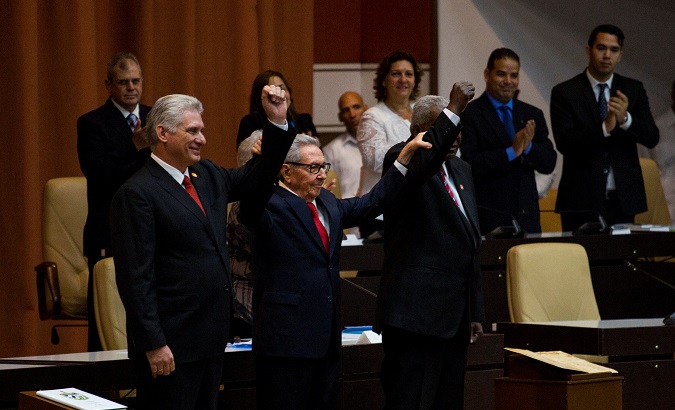 Cuban President Miguel Diaz-Canel (L) accuses U.S. for destroying Cuba-U.S. relationship.