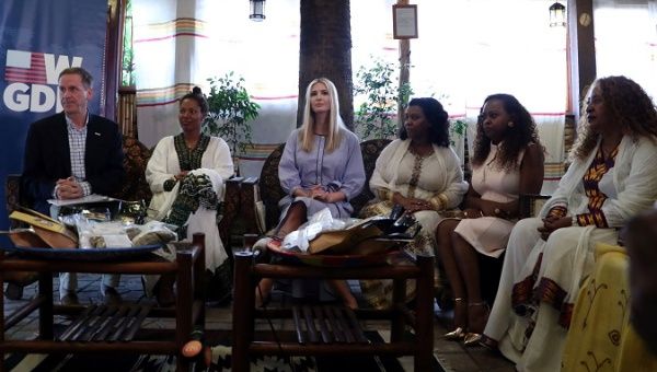 White House Advisor Ivanka Trump attends a meeting with women from the coffee industry during her visit to Addis Ababa, Ethiopia, April 14, 2019. 