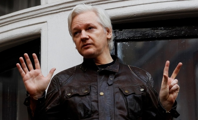 WikiLeaks founder Julian Assange was seen on the balcony of the Ecuadorian Embassy in London.