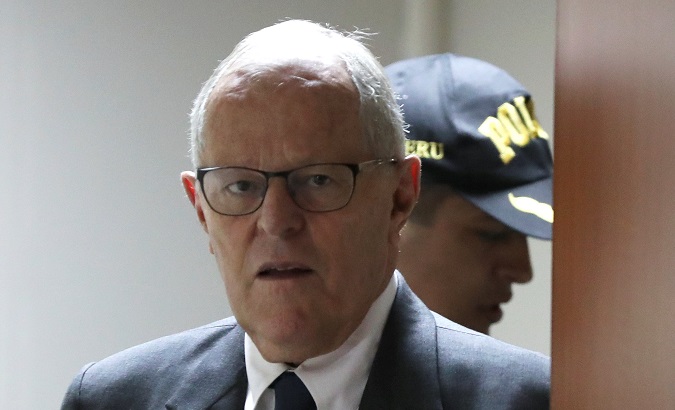 Peru's former President Pedro Pablo Kuczynski is seen at a court, after his arrest as part of an investigation into money laundering, in Lima, Peru April 15, 2019.