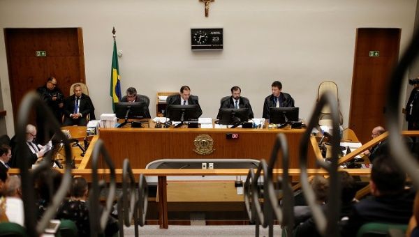 Brazil's Superior Court Justice during a session to try the appeal of former president Lula Da Silva in Brasilia, Brazil, April 23, 2019.