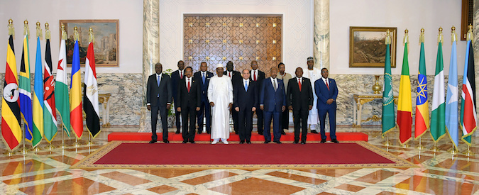 gyptian President Abdel Fattah al-Sisi poses for a photo with heads of several African states during a consultative summit to discuss developments in Sudan and Libya, in Cairo, Egypt April 23, 2019
