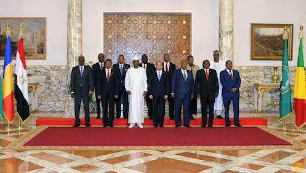 gyptian President Abdel Fattah al-Sisi poses for a photo with heads of several African states during a consultative summit to discuss developments in Sudan and Libya, in Cairo, Egypt April 23, 2019