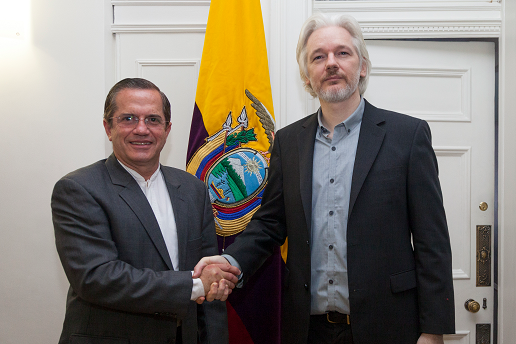Assange with Ecuador's former foreign minister.