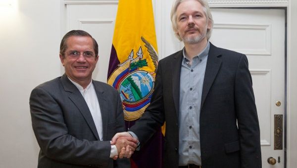 Assange with Ecuador's former foreign minister.