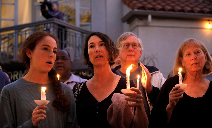 A candlelight vigil is held at Rancho Bernardo Community Presbyterian Church for victims of a shooting incident at the Congregation Chabad synagogue in Poway, north of San Diego, California, U.S. April 27, 2019.