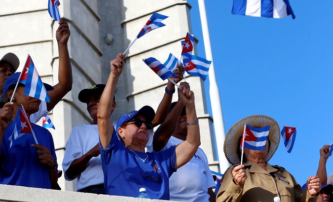 Thousands of Cubans participate in the Labor Day parade in Havana, Cuba, May 1, 2019.