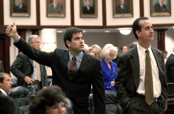 Diaz-Balart (right), pictured with fellow Florida politician Marco Rubio (left).