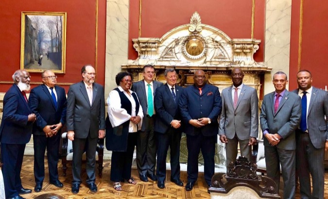 CARICOM Chairman Dr Timothy Harris (4th from right) with other members of the regional group’s high-level contact group on Venezuela