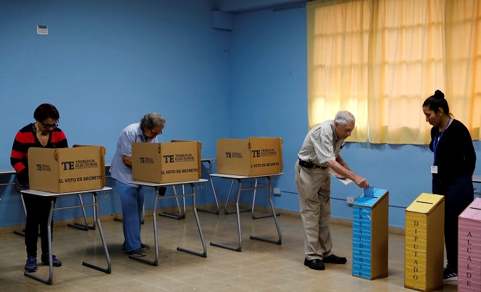 A man casts his ballot during the general election in Panama City, Panama May 5, 2019.