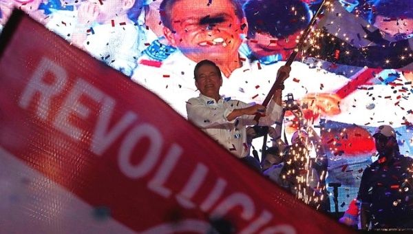 President-elect Laurentino Cortizo of the Democratic Revolutionary Party (PRD) attends an electoral campaign closing rally in Panama City.