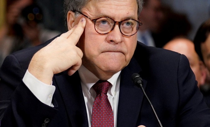 U.S. Attorney General William Barr listens to questions as he testifies before a Senate Judiciary Committee hearing.