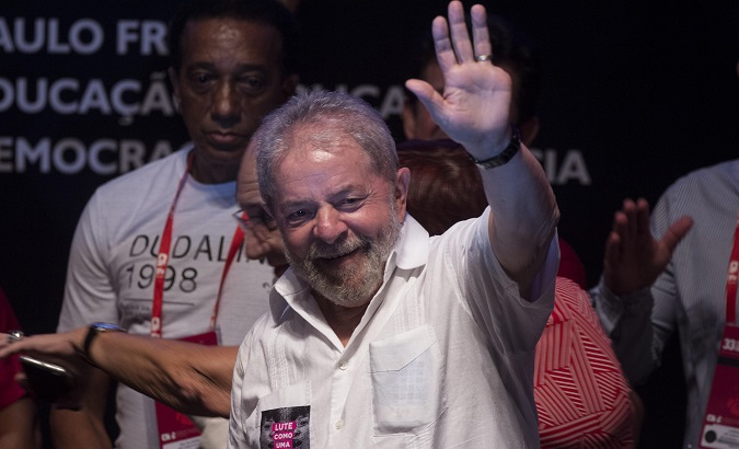 Former President Lula da Silva at the National Coordination of Education Workers Congress in Brasilia, Brazil, Jan. 12, 2019.