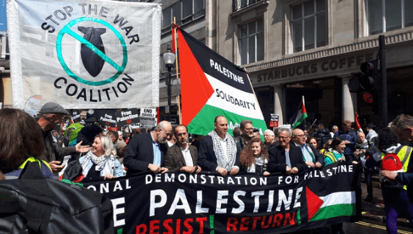 Ahed Tamimi marches with Palestine Solidarity Campaign and the Stop The War Coalition in London at annual march against Israeli occupation 