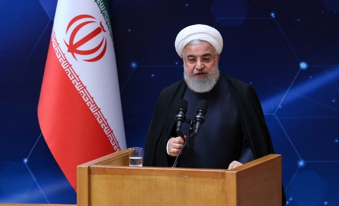 Iranian President Hassan Rouhani speaks during Iran's National Nuclear Day in Tehran, Iran, April 9, 2019.
