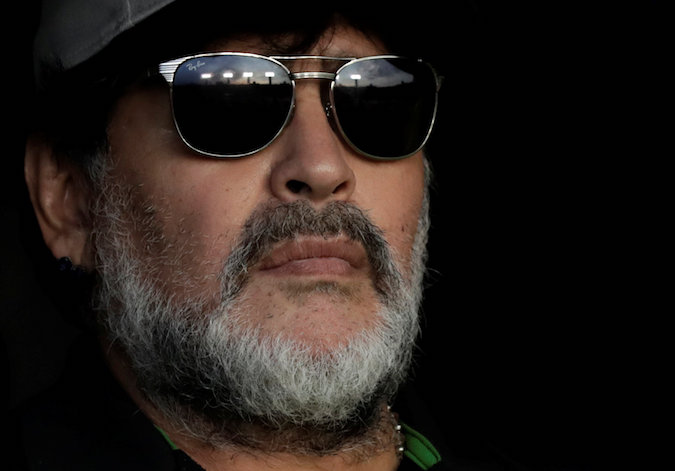 Coach Diego Armando Maradona before the match Atletico San Luis versus Dorados, at the Alfonso Lastras Stadium, San Luis Potosi, Mexico, on May 5, 2019