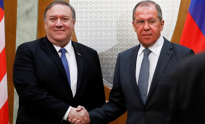 U.S. State Secretary Mike Pompeo (L) and Russian Foreign Minister Sergei Lavrov (R) in Sochi, Russia, May 14, 2019.