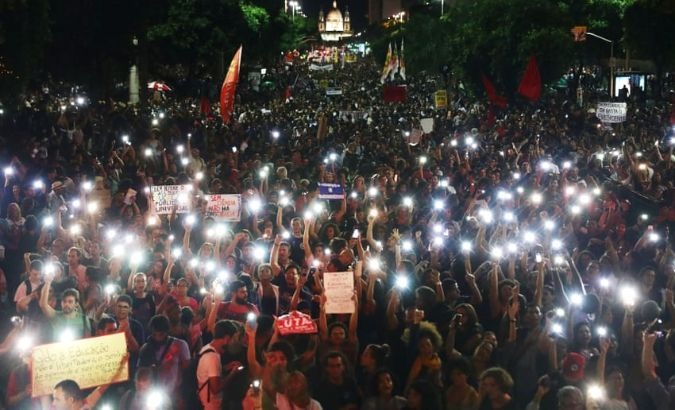 The demonstrations mark the largest anti-government gathering since Bolsonaro took office.