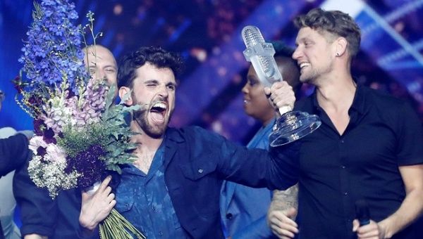 Duncan Laurence of the Netherlands reacts after winning the 2019 Eurovision Song Contest in Tel Aviv, Israel May 19, 2019. 