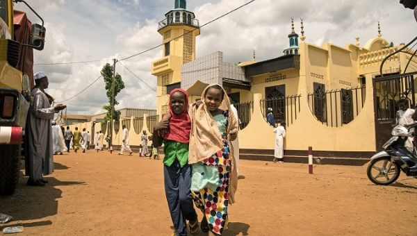 Muslim children in the town of Bangui in Central African Republic. Sectarian violence between Muslims and Christians has led many to flee.