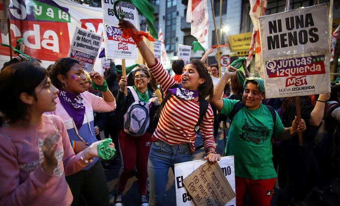 Argentinian women protesting against gender violence June 5, 2019.