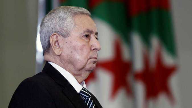 Algerian upper house chairman Abdelkader Bensalah being appointed as interim president following the resignation of Abdelaziz Bouteflika in Algiers, Algeria April 9, 2019.