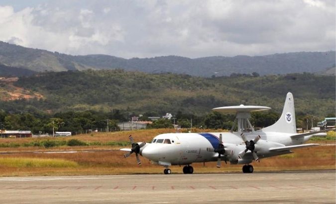 A US Lockheed P-3 Orion variant is seen at Tocumen international airport during an organized media visit in Panama City March 8, 2016.