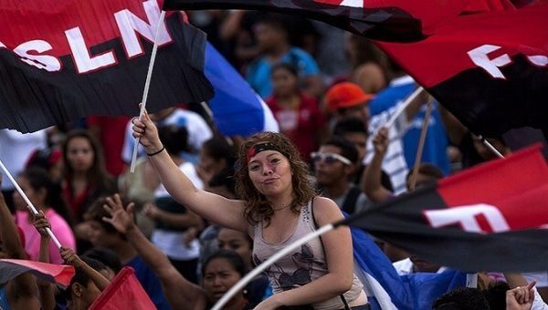  Supporters of the Sandinista government in Nicaragua.