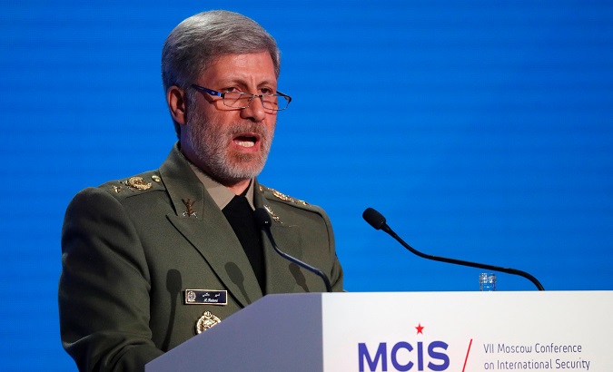 Iranian Defense Minister Amir Hatami at the 7th Moscow Conference on International Security in Moscow, Russia, April 4, 2018.