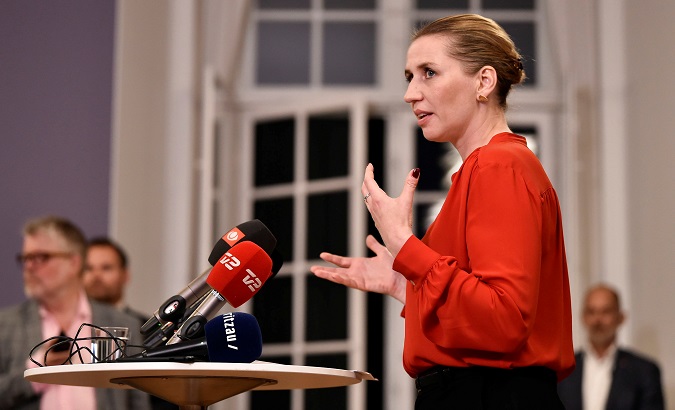 Mette Frederiksen of The Danish Social Democrats addresses the press after finalizing the government negotiations at Christiansborg Castle in Copenhagen, Denmark.