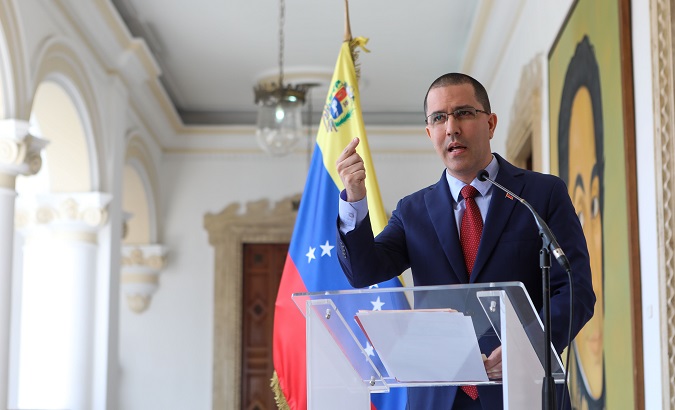 Foreign Minister Jorge Arreaza at La Casa Amarilla in Caracas, Venezuela, January 12, 2019.