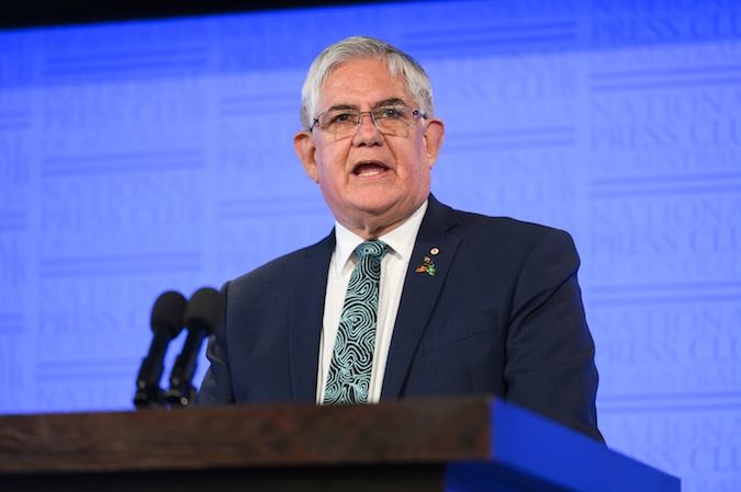 Minister for Indigenous Australians Ken Wyatt speaks at the National Press Club in Canberra, Australia, July 10, 2019.