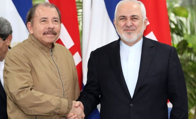 Nicaragua's President Daniel Ortega and Iran's Foreign Minister Javad Zarif celebrated the nations' anniversary of their respective 1979 revolution.