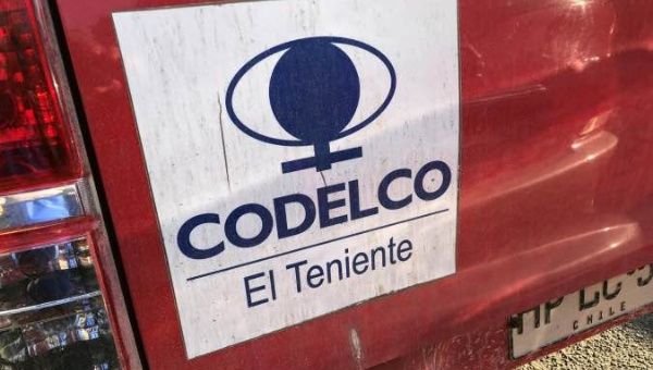 The logo of Codelco's El Teniente copper mine, the world's largest underground copper mine is shown on a vehicle near Machali, Chile, April 11, 2019