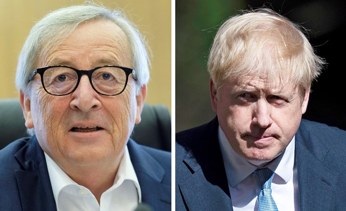 Photo collage depicting EC President Jean-Claude Juncker (L) and British Prime Minister Boris Johnson (R).