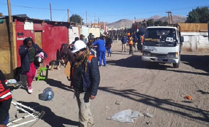 Eviction of poor families from the Frei Bonn Camp in Calama, Chile, July 30, 2019.