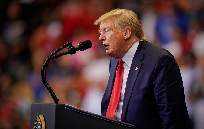 U.S. President Donald Trump speaks, while calling former Vice President Joe Biden “sleepy Joe” during a campaign rally in Cincinnati, Ohio. U.S., August 1, 2019.