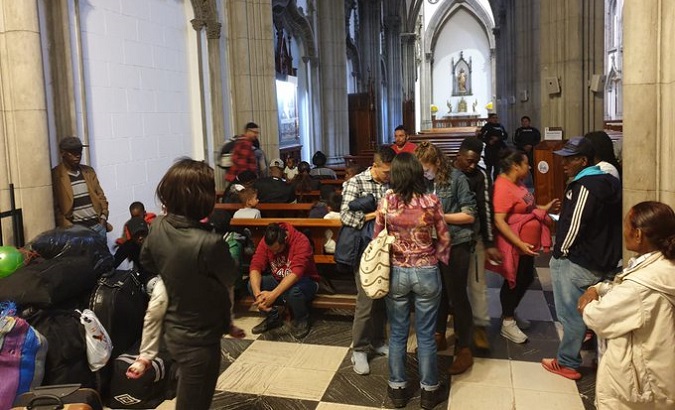 Colombian refugee families at a church in Quito, Ecuador, August 2, 2019.
