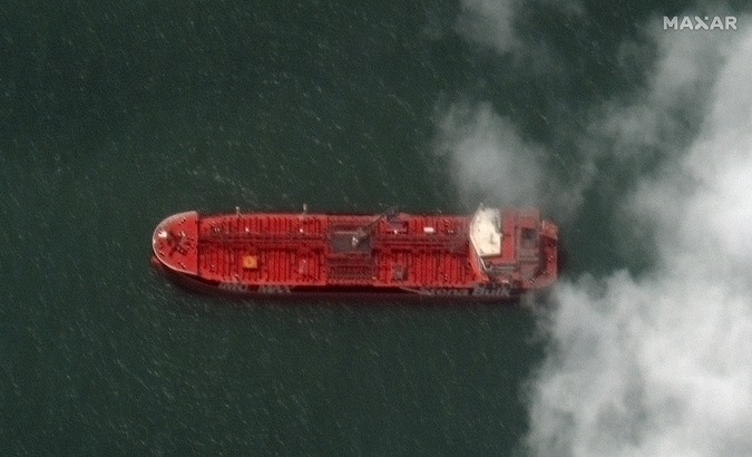 A satellite image of the Iranian port city of Bandar Abbas reveals the presence of the seized British oil tanker, the Stena Impero.