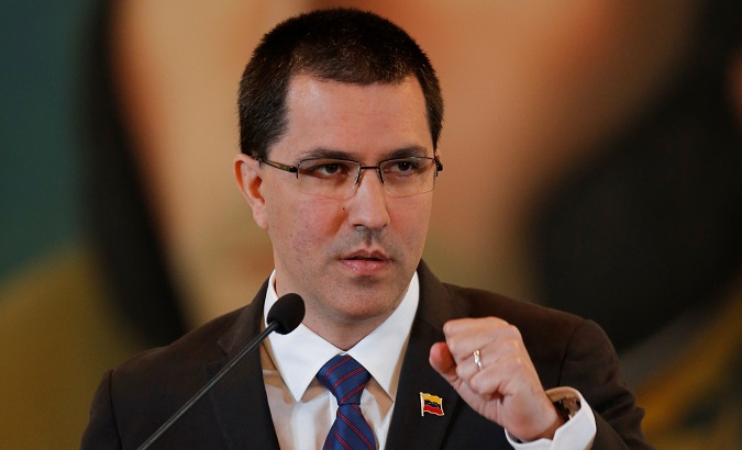 Venezuela's Foreign Minister Jorge Arreaza gestures as he attends a news conference in Caracas, Venezuela Aug. 6, 2019.