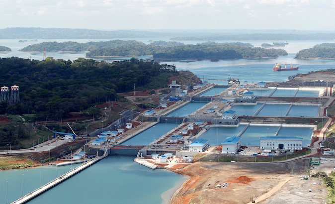 Aerial view of the new Panama Canal expansion project on the outskirt of Colon City.