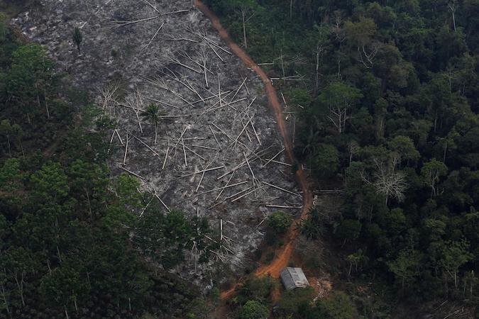 An aerial view of a deforested plot of the Amazon at the Bom Futuro National Forest in Porto Velho, Rondonia State, Brazil, Sept. 3, 2015.