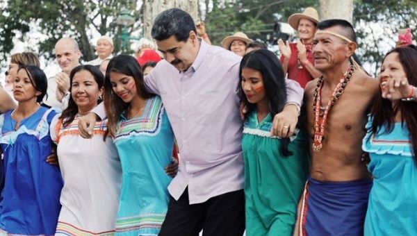 Venezuelan President Nicolas Maduro with representatives of various Indigenous ethnicities within the country. Aug. 9,2019.