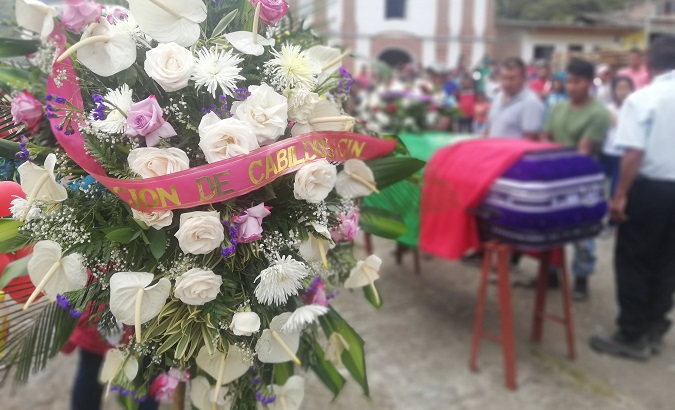 Funeral of indigenous leader in the Cauca Valley, Colombia, August 13, 2019.
