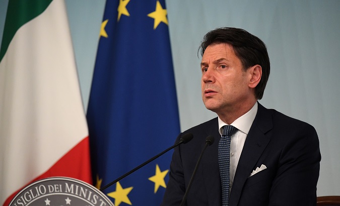 Prime Minister Giuseppe Conte at a news conference in Rome, Italy, Aug. 8, 2019.