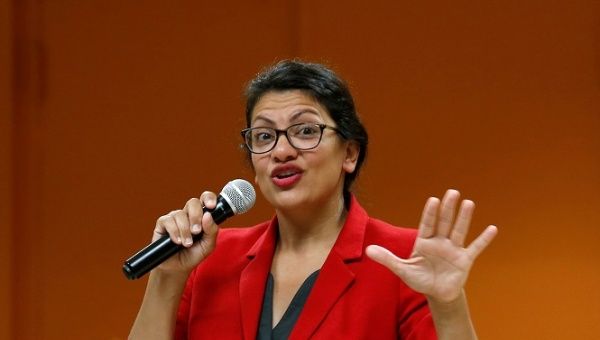 U.S. Congresswoman Rashida Tlaib addresses her constituents during a Town Hall style meeting in Inkster, Michigan, U.S. August 15, 2019.